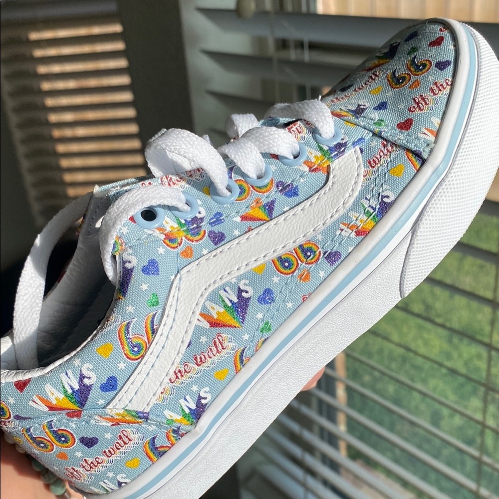 Vans Blue and White Artistic Sneakers